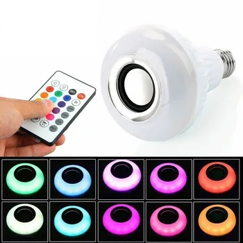 Светодиодная музыкальная лампочка со встроенным Bluetooth-динамиком Беспроводная умная лампочка с дистанционным управлением RGB, изменяющая цвет речи