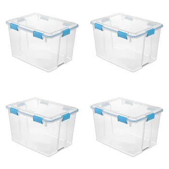 Sterilite 80 Qt. Коробка прокладок Пластиковая, синий аквариум, комплект из 4