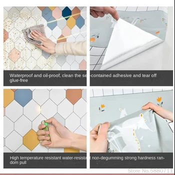 Adesivi murali autoadesivi da cucina a prova di olio carta da parati impermeabile resistente alle alte temperature adesivi ricon 3