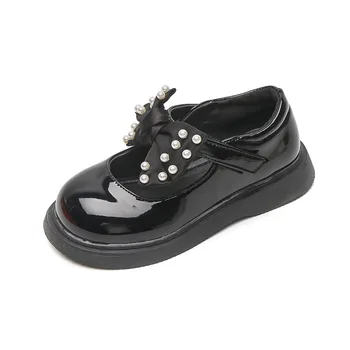 Повседневная обувь для девочек, весенне-осенняя модная детская кожаная обувь, Обувь для маленьких принцесс, Удобная детская обувь в стиле ретро с бантом 0