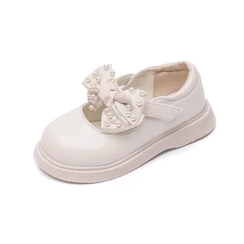 Повседневная обувь для девочек, весенне-осенняя модная детская кожаная обувь, Обувь для маленьких принцесс, Удобная детская обувь в стиле ретро с бантом 1
