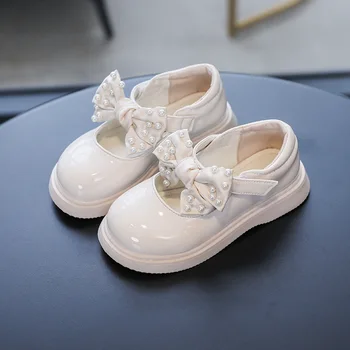 Повседневная обувь для девочек, весенне-осенняя модная детская кожаная обувь, Обувь для маленьких принцесс, Удобная детская обувь в стиле ретро с бантом 3