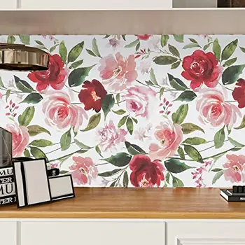 Разноцветные обои с кожурой пиона, красно-розовый цветок, самоклеящиеся обои, Водонепроницаемая настенная роспись для домашнего мебельного декора 4