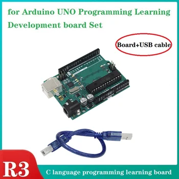 Для Arduino UNO R3 ATmega328P 32KB 7-9 В Arduino MCU C Языковая плата для обучения программированию с Кабелем для передачи данных 1