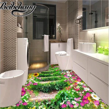 beibehang Современная ванная Комната, кухня, 3D напольная роспись, износостойкая нескользящая водонепроницаемая утолщенная самоклеящаяся наклейка для обоев из ПВХ