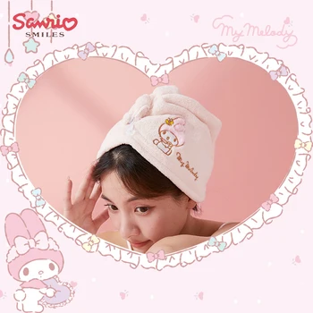 Kawaii Sanrio коралловая бархатная шапочка для душа My Melody Аниме милая шапочка для сухих волос Ленивый быстросохнущий сильно впитывающий тюрбан подарки для девочки