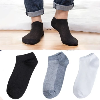 10 Пар Летних мужских Сетчатых носков, дышащие Короткие носки до щиколотки, Высококачественный Хлопок, Деловой, Черный, Белый, сплошной Цвет, большие Размеры EU 38-47