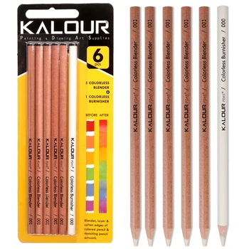Набор бесцветных карандашей для блендера и полировщика KALOUR, непигментированные карандаши на восковой основе, идеально подходящие для растушевки, смягчающие края
