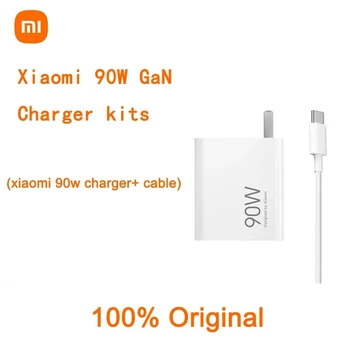 Оригинальные комплекты зарядных устройств Xiaomi мощностью 90 Вт GaN Smart Быстрая зарядка с кабелем Type C Для смартфона/планшетного ПК/геймпада Настенное зарядное устройство