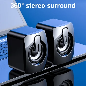 Аудио настольного компьютера USB Проводной стереофонический динамик сабвуфера для настольного компьютера Мультимедиа для ноутбука 3