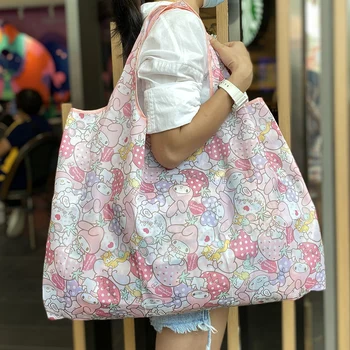 Kawaii My Melody Портативная складная водонепроницаемая сумка для покупок Большой емкости, модная сумка-багги, экологичная сумка-тоут 2