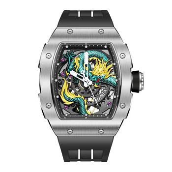 Haofa 3D Dragon Автоматические часы для мужчин, сапфировые водонепроницаемые механические мужские часы с автоподзаводом, Люминесцентные роскошные часы из нержавеющей стали