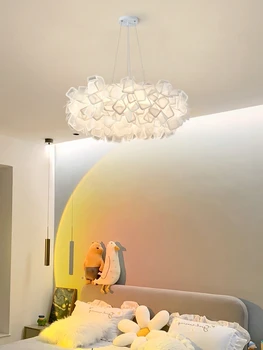 Подвесные светильники для спальни Современный простой скандинавский креативный дизайнер Гостиная Кабинет Кухня Модельная комната Белый светодиодный подвесной светильник в виде Лепестка