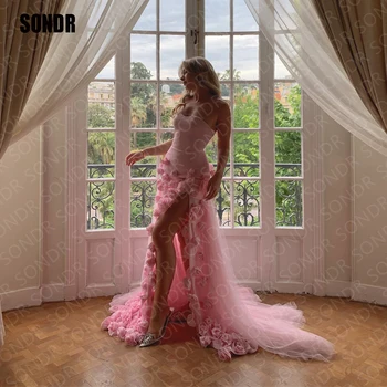 SONDR Sweet Длинные Вечерние платья с разрезом в виде 3D Цветка Длиной до пола, Вечерние платья для официальных вечеринок, Вечерние платья 2023 0