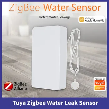 Датчик утечки воды Tuya Zigbee, беспроводной детектор наводнений для сигнализации и автоматизации умного дома, работает с Apple Homekit 0