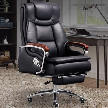 Офисное кресло Boss из натуральной кожи, Удобное Компьютерное бытовое массажное кресло с откидывающейся Спинкой, Вращающийся Подъемник Большого класса