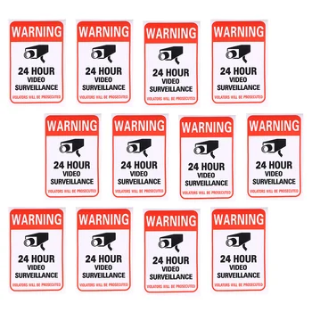 20 шт. предупреждающий видеосигнал 24-часовые наклейки клейкие знаки
