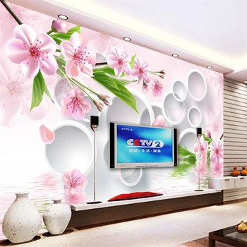 beibehang 3d шелковые тканевые обои обои для гостиной ТВ стены бесшовные крупномасштабные фрески простые современные теплые цветы