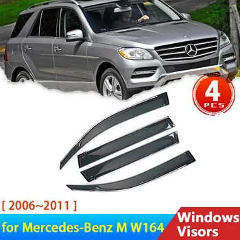Ветрозащитный экран для Mercedes Benz M W164 2006 ~ 2011 2009 ML350 500 Аксессуары Черные Дефлекторы Автомобильные Ветровые Козырьки Защита От Дождя для Бровей