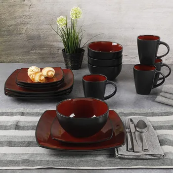 Набор посуды Soho Lounge Square из 16 предметов - Наборы красных тарелок 1