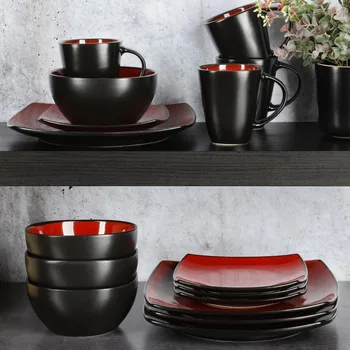 Набор посуды Soho Lounge Square из 16 предметов - Наборы красных тарелок 3
