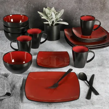 Набор посуды Soho Lounge Square из 16 предметов - Наборы красных тарелок 5