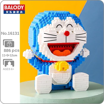 Balody 16131 Аниме Doraemon Cat Робот Сидящее Животное Домашнее Животное 3D Модель DIY Мини Алмазные Блоки Кирпичи Строительная Игрушка для Детей без Коробки