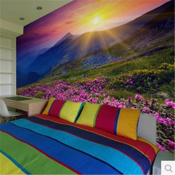 beibehang papel de parede Большие фрески ТВ фон обои Природа альпийские цветы красивый восход солнца спальня гостиная фреска
