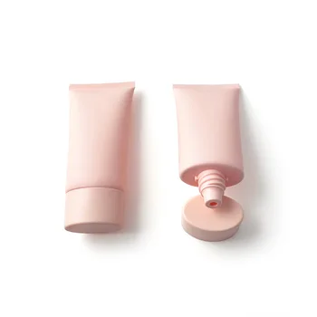 50 Мл X 50 Пустых матовых розовых плоских мягких тюбиков, Многоразовая пластиковая косметическая упаковка для лосьона, Крема для лица, Контейнеры с завинчивающимися крышками