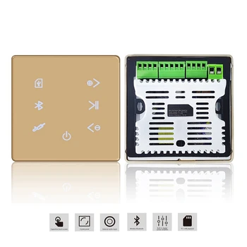 2X Bluetooth-усилителя в стене, USB SD-карта, музыкальная панель, Фоновая аудиосистема для Умного дома, Стерео, Ресторан отеля (черный) 1