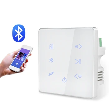 2X Bluetooth-усилителя в стене, USB SD-карта, музыкальная панель, Фоновая аудиосистема для Умного дома, Стерео, Ресторан отеля (черный) 2