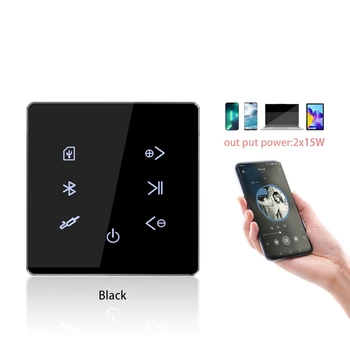 2X Bluetooth-усилителя в стене, USB SD-карта, музыкальная панель, Фоновая аудиосистема для Умного дома, Стерео, Ресторан отеля (черный) 3