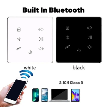 2X Bluetooth-усилителя в стене, USB SD-карта, музыкальная панель, Фоновая аудиосистема для Умного дома, Стерео, Ресторан отеля (черный) 5