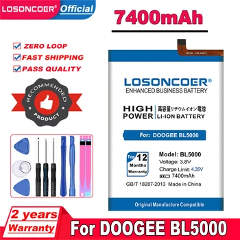 Сменный аккумулятор LOSONCOER 7400mAh для смартфонов Doogee bl5000, аккумуляторы для мобильных телефонов, бесплатные инструменты, наклейки