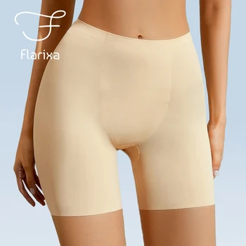 Женские трусы-боксеры Flarixa, Бесшовные защитные шорты из ледяного шелка Под юбку, Шорты для похудения с высокой талией, Летние защитные брюки 0