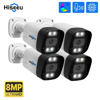 4K 8MP Hiseeu POE IP CCTV Камера Видеонаблюдения Безопасность Сигнализация Движения Защита Открытый Уличный ONVIF для POE NVR
