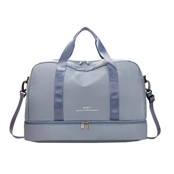 Нейлоновая сумка для багажа, модная однотонная водонепроницаемая сумка-тоут, складная дорожная сумка, сухая и влажная разделительная сумка на плечо