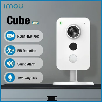 Imou Cube 4MP WiFi IP-камера для Умного Дома с двусторонним Видеозвонком, Беспроводной Радионяня PIR, Обнаружение человека и звука, Мини-Видеонаблюдение