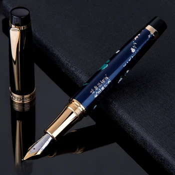 HongDian 1837 Металлическая Авторучка для рисования от руки Blue Magpie Iridium EF/С Изогнутым Наконечником Чернильная Ручка Отличная Подарочная Ручка Для Письма Для Бизнеса 3
