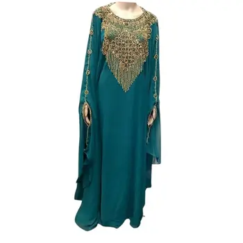 Марокканский кафтан с круглым вырезом и длинным рукавом, Дубайские кафтаны, Модное украшение из бисера, Длинный Город