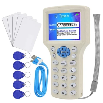 RFID Считыватель Писатель Дубликатор 10 Частотный Программатор смарт-карт NFC 125 кГц 13,56 МГц Зашифрованный Декодер С Возможностью записи Ключа
