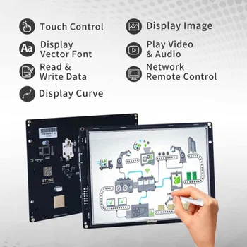 8,0-дюймовый модуль последовательного сенсорного экрана HMI TFT LCD Программируемая панель с RS232/RS485/TTL 2
