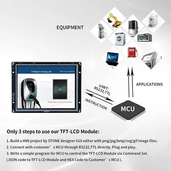 8,0-дюймовый модуль последовательного сенсорного экрана HMI TFT LCD Программируемая панель с RS232/RS485/TTL 3