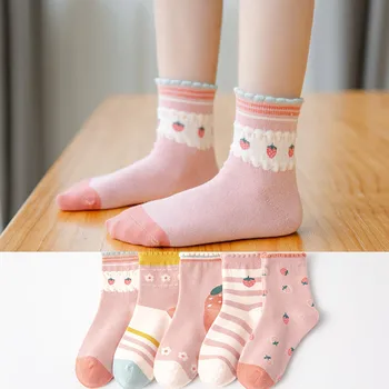 Детские носки весенне-осенние тонкие мультяшные зимние хлопковые носки из чистого хлопка, впитывающие пот 5